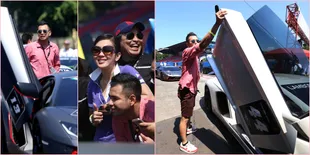 Foto Raffi Ahmad Jajal Mobil Sport Mewah Lamborghini di Sirkuit