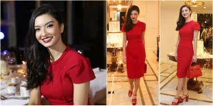 FOTO: Serba Merah, Raline Shah Tampil Glamor di Acara Sosialita
