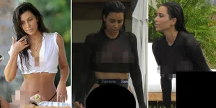FOTO: Tampil Braless, Kim Kardashian Nekat Pakai Baju Transparan