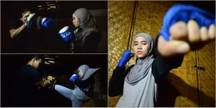 FOTO: Tiffany Kenanga Saat Muay Thai, Tetap Hijaber Stylish!