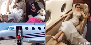 Gaya-Gaya Syahrini di Atas Jet Pribadi, Mewahnya Terpampang Nyata
