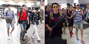Gaya Kece Ganteng Super Junior & TVXQ Tiba di Bandara Yogyakarta