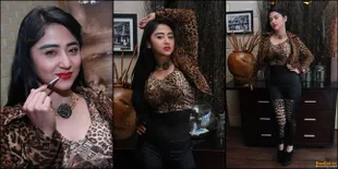 Gaya Seksi Dewi Persik Dalam Kostum Motif Macan