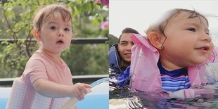 Gemesin Banget, Potret Baby Chloe Anak Asmirandah & Jonas Rivanno Asyik Main Air: Tak Takut Berenang di Laut!