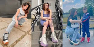 Hot Mom Milenial Banget, OOTD Kasual Ala Celine Evangelista: Tampil Kece Sering Pakai Sneakers Chunky