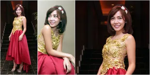 Indahnya Gaun Emas Merah Bak Putri Raja ala Bella Shofie
