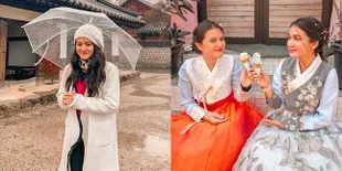 Jalan-Jalan di Korea, Cantiknya Marsha Aruan Sempat Pakai Hanbok