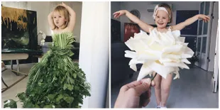 Kreatif, Ibu Ini Dandani Anaknya Dengan 'Gaun' Sayur & Bunga