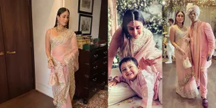 Lagi, Kareena Kapoor Curi Perhatian di Pernikahan Ranbir Kapoor dan Alia Bhatt - Sari Pink Stunning!