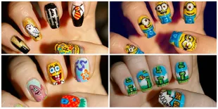[FOTO] Lukisan Minion dan Spongebob Menari di Kuku Lentik Ini