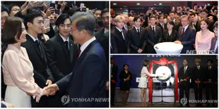 Momen Song Hye Kyo Bareng Presiden Korea & EXO-CBX, Pukul Gong!