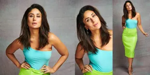 Pakai Dress Neon Hijau Biru, Kareena Kapoor Tampil Segar Flawless