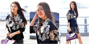 Pesona Cantik Ha Ji Won di Bandara Diterpa Angin Semilir