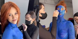 Potret Detik-Detik Proses Anya Geraldine Menjelma Jadi Mystique, Nyaris Telanjang dan Semua Tubuhnya Dicat