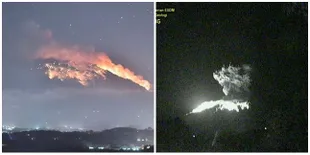 Potret Erupsi Gunung Agung, Membuat Langit Menyala di Malam Hari