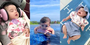 Potret Gemasnya Gaya Baby Guzel Anak Margin Wieheerm dan Ali Syakieb Saat Liburan, Bak Boneka Pakai OOTD Fashionable - Berenang Pertama Kali
