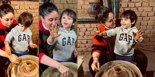 Potret Kareena Kapoor dan Taimur Bikin Tembikar, Seru Main Tanah Liat!