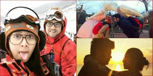 Potret Kemesraan Erina GD dan Suami, Travelling Bareng - Ciuman