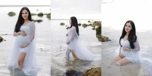 Potret Maternity Shoot Bella Bonita Istri Denny Caknan, Bumil Cantik Bak Bidadari - Pamer Baby Bump Basah-basahan di Pantai