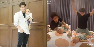 Potret Rizky Billar Banting Sang Anak Untuk Perebutan Susu, Baby L Hanya Pasrah dan Terdiam - Reaksi Wajah Gantengnya Menggemaskan Sekali