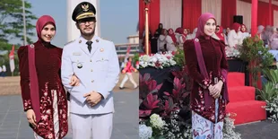 Potret Syahnaz Sadiqah Tampil Perdana Jadi Istri Bupati Peringati HUT RI ke-80, Temani Jeje Govinda