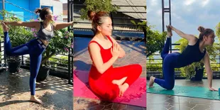Sederet Foto Ayu Ting Ting Rajin Olahraga Yoga di Balkon Rumah, Pamer Body Lentur dan Pinggang Super Langsing!