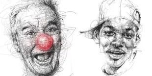 Seniman Asal Malaysia Buat Sketsa Wajah Seleb Ala Benang Ruwet