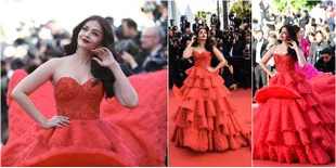 Seperti Boneka, Aishwarya Rai Stunning Bergaun Merah di Cannes