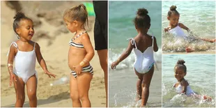 Sosialita! North West Main Air di Pantai Pakai Suimsuit, Lucu