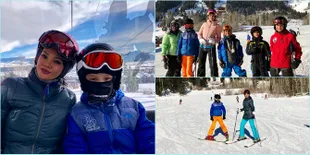 Suhu di Bawah Nol Derajat, Farah Quinn Temani Buah Hati Main Ski