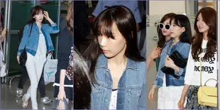 Taeyeon SNSD Berwajah Datar Saat Tiba di Gimpo Airport