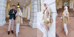Tak Pulang, Potret Syahrini dan Reino Barack Rayakan Lebaran di Singapura - Outfit Emas Jadi Sorotan