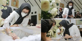 11 Potret Nurul Arifin Berusaha Tegar dan Tahan Tangis Saat Dandani Jenazah Maura Magnalia