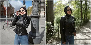 6 Potret Aurel Hermansyah Tampil Edgy Saat Liburan di Madrid, Tampil Bold dan Chic ala Hijabers Modern