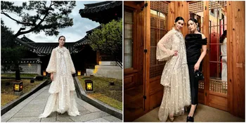 6 Potret Cantik Marsha Timothy, Tampil Bak Putri Bangsawan dengan Set Lace di Korea Selatan