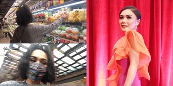 6 Potret Gaya Yuni Shara Belanja Untuk Sahur, Pakai High Heels dan Masker Kain Tenun