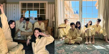 6 Potret Hesti Purwadinata Kembaran Piyama Bareng Suami dan Anak, Kuning-Kuning