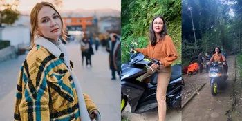 Momen Luna Maya Naik Motor di Lokasi Syuting yang Dipuji Jago, Lewati Jalan Terjal dan Sempit