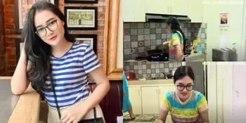 7 Potret Dapur Nella Kharisma yang Jarang Tersorot, Minimalis Dominan Warna Krem - Dinding Keramik Motif Vintage