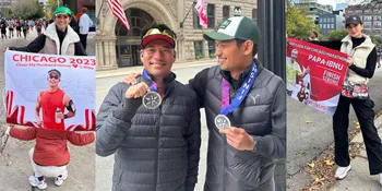 7 Potret Momen Ririn Ekawati Semangati Ibnu Jamil Lari Maraton di Amerika, Ada Rini Yulianti yang Juga Dukung sang Suami