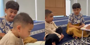 7 Potret Rafathar dan Rayyanza Ngaji Bareng Sekaligus Ngabuburit, Banjir Pujian