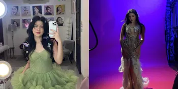 BTS Pemotretan Terbaru Davina Karamoy, Pakai Gaun Hijau dan Silver yang Cantik dan Glamor
