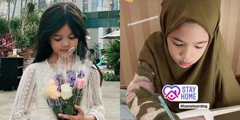 Cantiknya Shafeea Ahmad Putri Mulan Jameela Pakai Hijab Saat Belajar di Rumah