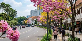 Cara ke Cikini dan Velodrome Naik Transportasi Umum untuk Berburu Foto Bunga Tabebuya Mekar