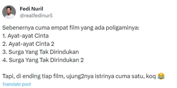 Dicap Sebagai Duta Poligami di Film Indonesia, Fedi Nuril Berikan Jawaban 'Ngenyeh' ke Netizen