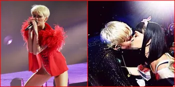 [FOTO] Miley Cyrus Cium Katy Perry di Konsernya di Los Angeles