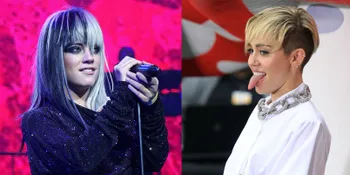 [Foto] Ups, Lily Allen Nyaris Terkena' Jurus Lidah' Miley Cyrus