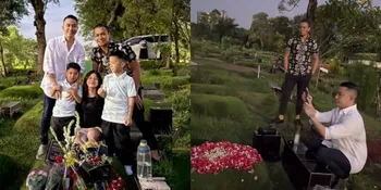 Haru, Momen Anggi Pratama, Samuel Rizal dan Juga Anak Ziarah Bersama ke Makam Stevi Agnecya