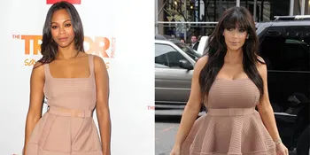 Kim Kardashian - Zoe Saldana Pakai Baju Kembar, Seksi Mana?