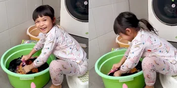 Kini Umur 6 Tahun, Begini 9 Potret Nastusha Anak Glenn Alinskie dan Chelsea Olivia Cuci Baju Sendiri - bak Sudah Terlatih